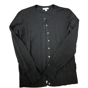 Charter Club Womens size M Black Cardigan‎ Sweater Button Front Long Sleeve Knit
